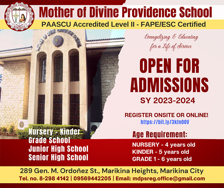 MDPS is Now Open for Admissions S.Y. 2023-2024